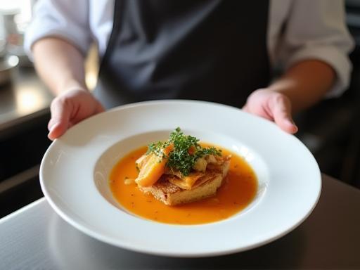 Private chef preparing a gourmet French dish